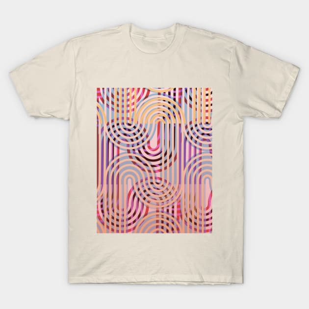 Waves pattern bright colorful interlaced T-Shirt by Uniquepixx